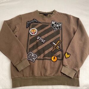 WT02 olive crew neck pullover sweatshirt M